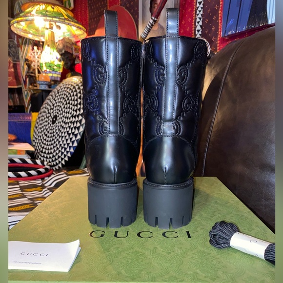 GUCCI ’GG’ Leather Combat Boots, EU 40 - Picture 6 of 10